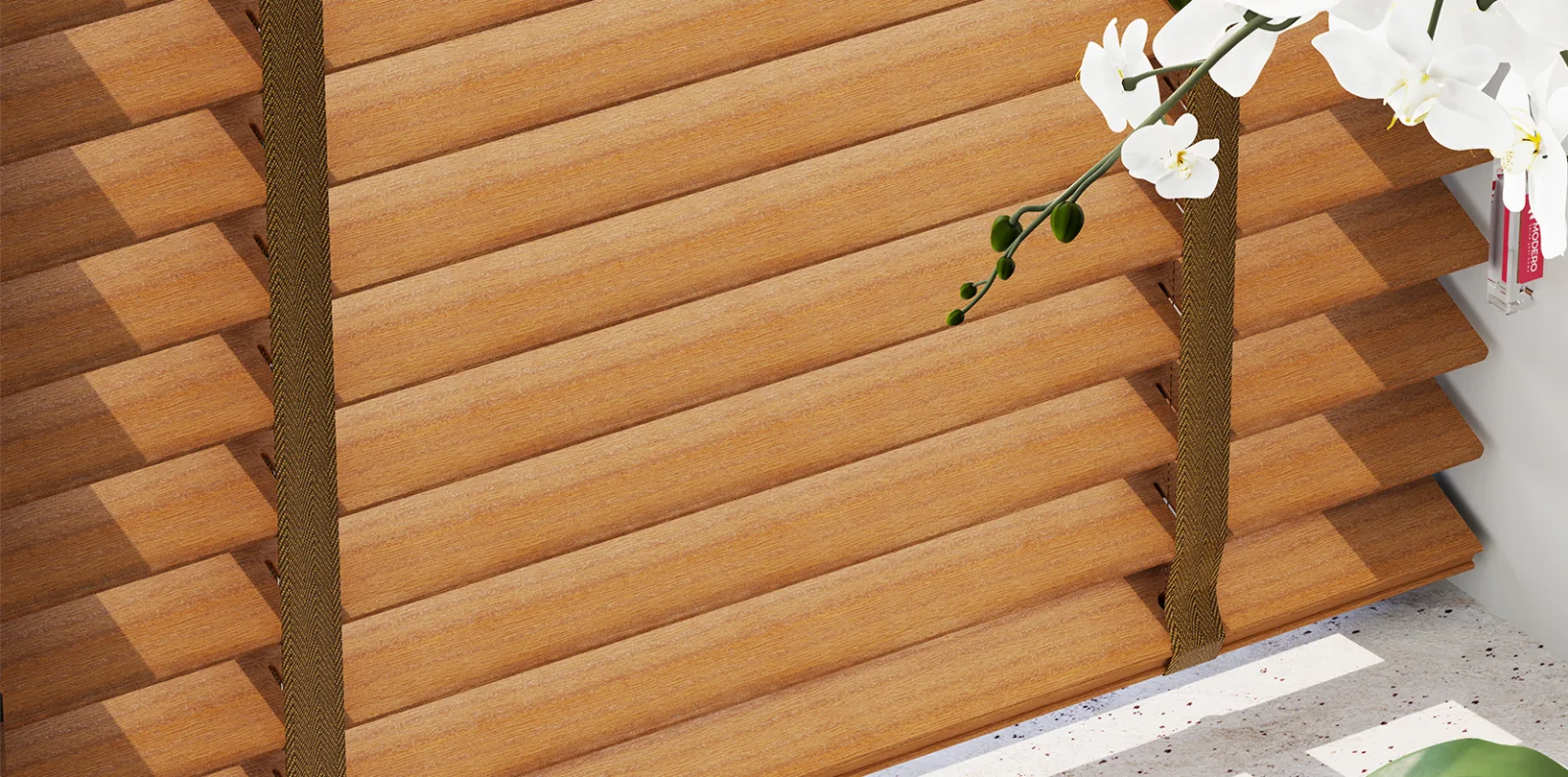 MODERO Wood Blinds in an interior setting.